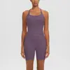 Ropa Deportiva Transfronteriza Europea y Americana Fitness Camiseta sin Mangas de Tirantes Finos Alta Elasticidad Transpirable Levantamiento de Glúteos Pantalones Cortos de Running Conjunto de Traje de Yoga para Mujer