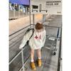 Suéter com Capuz Temperamento Socialite Japonês e Coreano Feminino Estampado Neutro College Solto Roupas com Capuz Hoodie Legal