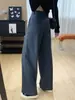 Pantalones casuales de pierna ancha, corte recto, holgados, estilizados y fluidos para mujer, hechos de Tencel, acetato y lana, con cintura elástica en la parte trasera, adecuados para otoño