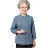 Camisas para mulheres de meia-idade e idosas, blusas de algodão para mães, mangas três quartos, roupas casuais para idosos, peças de verão leves e elegantes para avós