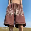 ¡Wow! Shorts Deportivos Casuales Versátiles de Verano para Hombres Jóvenes Estilo Americano Retro Desgastado con Letras Hip-Hop High Street