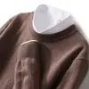 Suéter de lana para otoño e invierno para hombre, cuello redondo, para mediana edad y jóvenes, suéter casual de negocios, top de punto de lana holgado