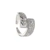 Rakol Ins Estilo Fresco Lujo Accesible Anillo Abierto Calado de Circonita para Mujer Diseño de Nicho Elegante con Estilo Versátil