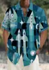 Camisa Hawaiana Estampada con Degradado de Color Primavera y Verano para Hombre Vacaciones Playa Comercio Transfronterizo Fabricante Camisa de Manga Corta de Verano