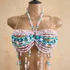 AYJ Cadena de Pecho Mariposa con Cuentas Degradadas Chica Caliente Cadena Corporal de Cuello con Borlas Multicapa Accesorio de Playa RhinestoneV
