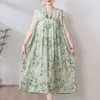 Vestido de Algodão e Seda Tendência para Mães Verão Novo Estilo Solto Emagrecedor Plus Size Saia Evasê Elegante Vestido Longo para Mulheres de Meia-Idade e Idosas