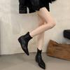 Botines Cortos de Punta Estilo Coreano para Mujer, Nuevo Estilo Otoño e Invierno con Faldas, Botines Cortos Slim Estilo Francés y Botines Color Nude para Mujer