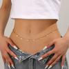 Acero Inoxidable Europeo y Americano Verano Hoja Redonda Clip de Serpiente Cadena de Cintura con Cuentas Joyería Apilada Color Acero de Titanio Estrella de Diamante Luna Cadena de Cintura Accesorios de Cintura para Mujeres