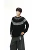 Suéter Masculino Jacquard Fair Isle de Tricô Solto com Gola Redonda Outono Inverno 2026 Suéter Casual de Camada Base para Casal