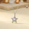 Collar Colgante de Estrella de Zirconio Completo de Gama Alta, Elegante, Lujo Ligero, Chapado en Oro de 18 Quilates, Cadena para Clavícula de Estrella de Cinco Puntas de Moda para Mujer, Estilo Nuevo