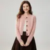 Cárdigan de Cachemira 2026 Otoño/Invierno Nuevo Estilo para Mujer Cuello Redondo Tejido de Punto Trenzado Capa Base Estilo Dulce Corte Holgado Ropa de Abrigo de Hilo Bouclé