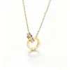 Collar de titanio con incrustaciones de diamantes estilo romano entrelazado para mujer, no se decolora, geométrico, único, estilo europeo y americano, cadena versátil para la clavícula, nuevo accesorio