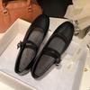 Nuevos Zapatos Planos Estilo Primavera con una Sola Correa de Hebilla, Boca Baja, Punta Cuadrada Pequeña, Cuero Suave Retro, Suela Suave Zapatos Mary Jane para Mujer