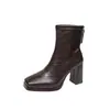 Botines Franceses Martin de Tacón Alto para Mujer Petite, Botas Nuevas en Stock, Tacón Grueso, Otoño Invierno, Botas Adelgazantes, Plataforma Impermeable