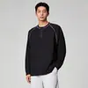 Camiseta de Manga Larga para Hombre con Cuello Henry, Textura Waffle y Diseño Color Block, Corte Holgado, Marca de Moda Otoñal, Venta al por Mayor de Fábrica