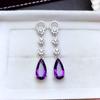 Nova Boutique Ametista Brinco Orelha Gota Mulheres Micro-incrustado Full Diamond Luz Luxo Lucky Amarelo Diamante Orelha Longa Brincos Gota