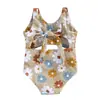 6-12M,12-18M,18-24M,2-3Años3-4Años traje de baño de una pieza para niños con flores brillantes