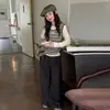 Conjunto de Niña para Primavera y Otoño 2026 Nuevo Estilo Coreano para Niñas Mayores: Conjunto de Tres Piezas: Chaleco Rayado, Leggings y Falda