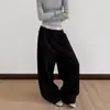 Pantalones de Chándal Elásticos de Cintura Alta para Hombre de Primavera y Otoño, Holgados, Caídos, Pierna Ancha, Color Sólido, Casual, Deportivos, Pantalones Largos, Pierna Recta, Largo hasta el Suelo