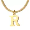 Colar com Pingente de Letra Inglesa em Aço Titânio Banhado a Ouro Real 18K, Design de Nicho, Joia Acessório Simples e de Alto Padrão para Mulheres