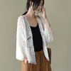 Cárdigan hueco de punto para mujer, prenda exterior de primavera y verano, top fino, camisa de encaje, camisa protectora solar, camisa para aire acondicionado, chal versátil