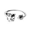 Anillo monedero de tigre pequeño plateado plata 925 retro año del tigre zodiaco bolsa de la suerte anillo suministro de comercio electrónico venta al por mayor