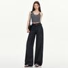 Jeans Rectos con Doble Cintura de Encaje para Mujer Verano 2025 Pantalones Delgados Color Original Retro Pantalones Falda de Caída Alta