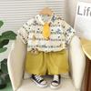 Traje de ropa de verano para niños 2025 Nuevo Bebé Verano Dibujos Animados Corbata Camisa Manga Corta Ropa de Verano para Niño Pequeño Trendy