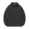 Sudadera de forro polar estilo japonés para hombre transfronteriza, nueva colección otoño/invierno 2026, con forro de forro polar añadido, cuello alto, frente medio abierto abotonado y diseño de jersey