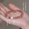 Pulsera de Cristal de Fresa para Mujer Pulsera de Ágata de Cristal Rosa Cristal Rosa Flor de Melocotón Regalo de Cumpleaños San Valentín