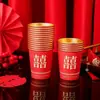 Vasos de Papel Desechables para Boda Lámina Dorada Lujo Extra Gruesos Vasos Felices para Boda Banquete de Boda Vasos para Agua Vasos Rojos para Té de Boda para el Hogar