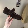 Zapatos de piel con velcro, forro de felpa y suela gruesa para mujer, zapatos de otoño e invierno 2024, con falda, zapatos Mary Jane, zapatos cálidos de algodón