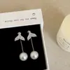 Pendientes de gota de perla con cola de pez de circonita con sentido del diseño Pendientes para mujer Retro Lujo Ligero Elegantes de Moda para Commuter Pendientes Versátiles Pendientes