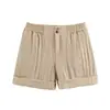 Ropa Europea y Americana Transfronteriza para Mujer Za Aliexpress Venta Caliente Verano Nuevo Algodón y Lino Holgado Casual Cintura Elástica Pantalones Cortos de Pierna Ancha
