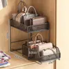 Organizador de almacenamiento de bolsas, estante con paneles divisores, vitrina, estante de múltiples niveles extraíble para ahorrar espacio para armario