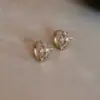 Pendientes de Aro Dorados para Mujer con Aguja de Plata 999, Pendientes Retro de Nicho Únicos, Pendientes de Botón de Lujo Ligero y Alto Temperamento para Mujer