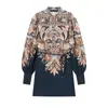Venta al por mayor 2025 Nuevo Otoño Estilo Europeo y Americano Vestido Camisa Estampado de Manga Larga con Cordones para Mujer 61538