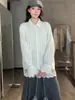 [En Stock] Camisa de manga larga con diseño estilo coreano, ribete de encaje en solapa para mujer, top versátil de otoño, corte ajustado, para capas