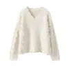 Camisa básica de malha com gola V e borda desfiada, novo suéter de cashmere 100% puro outono e inverno para mulheres, top pullover, camada externa para aquecimento