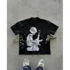 Camiseta de verano Y2K de comercio exterior transfronterizo, cuello redondo, manga corta, estampado grande, top holgado, estilo callejero high street ins