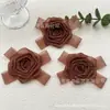 Elegante y de Corazón Cálido Malla con Borde Enrollado Rosa Moño DIY Accesorios Pasador Ropa Zapatos Sombreros Accesorios de Flores Venta al por Mayor