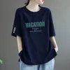 Camiseta de Manga Corta para Mujer de Comercio Exterior Transfronterizo, Nuevo Estilo Caliente de Verano, Corte Holgado, Talla Grande, Versátil, Cuello Redondo, Estampada, Top Adelgazante