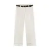 Pantalones Rectos de Cintura Media para Mujer con Dobladillo Enrollado y Cinturón, Estilo Europeo y Americano Transfronterizo, Moda 2026 1478534