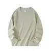 Camiseta de Manga Larga para Hombre de Algodón Peinado Puro de Xinjiang de Peso Pesado para Otoño, Color Sólido, Cuello Redondo, Ajuste Holgado, Capa Base de Una Pieza, Dropshipping