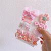 Horquilla de tela con lazo para niña, estilo coreano, con diseño floral de dibujos animados, anillo para el pelo de niña, accesorios para el pelo con clip lateral