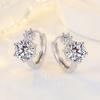 Nuevos aretes de moda con doble diamante incrustado, aretes sencillos anchos de 2 quilates, clásicos de seis garras, aretes para mujer