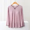 Pijama largo de manga larga para mujer con almohadilla en el pecho primavera y otoño cuello en V top sin sujetador prenda interior de una pieza