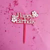 Estilo INS Corea del Sur Tarjeta de inserción para pastel de margarita Doble inserción acrílica para pastel Color dopamina Decoración para pastel
