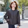 Jaqueta Casaco de Couro PU Elegante Simples com Gola Alta Feminina 2026 Outono Solta Casual Cardigã Top de Temperamento