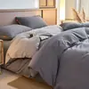 Juego de Ropa de Cama de Tres Piezas de Algodón Puro de Color Sólido para Exportación Transfronteriza, Uso en Hogar y Dormitorio, Juego de Ropa de Cama de Cuatro Piezas de Algodón Puro Teñido en Hilo Hecho a Medida de Fábrica